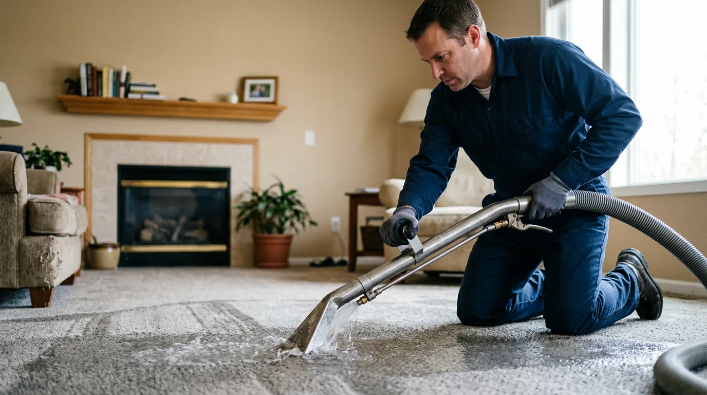 Water damage restoration technician working near Lake Hill, NY